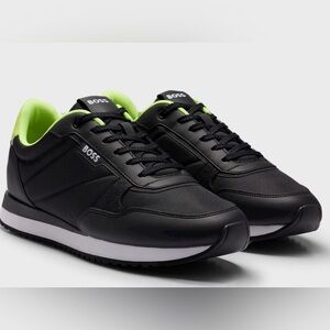 BOSS
Men's Black Mixed-material Trainers With Pop-colour Details size 40